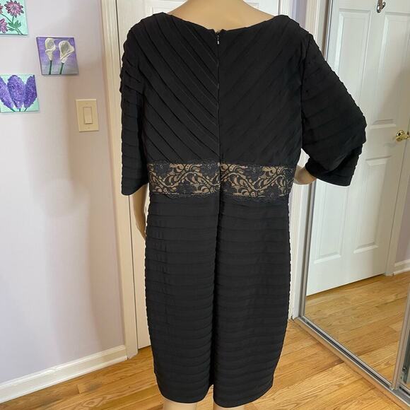 Adrianna Papell Woman evening dress 16W black tan lace - Picture 6 of 9